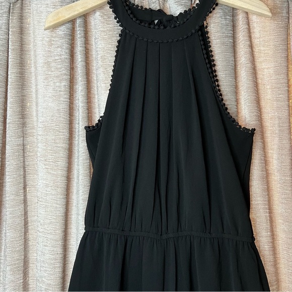 Black Pom Pom Trim Cinched Waist High-neck Romper Size Medium - Picture 6 of 15